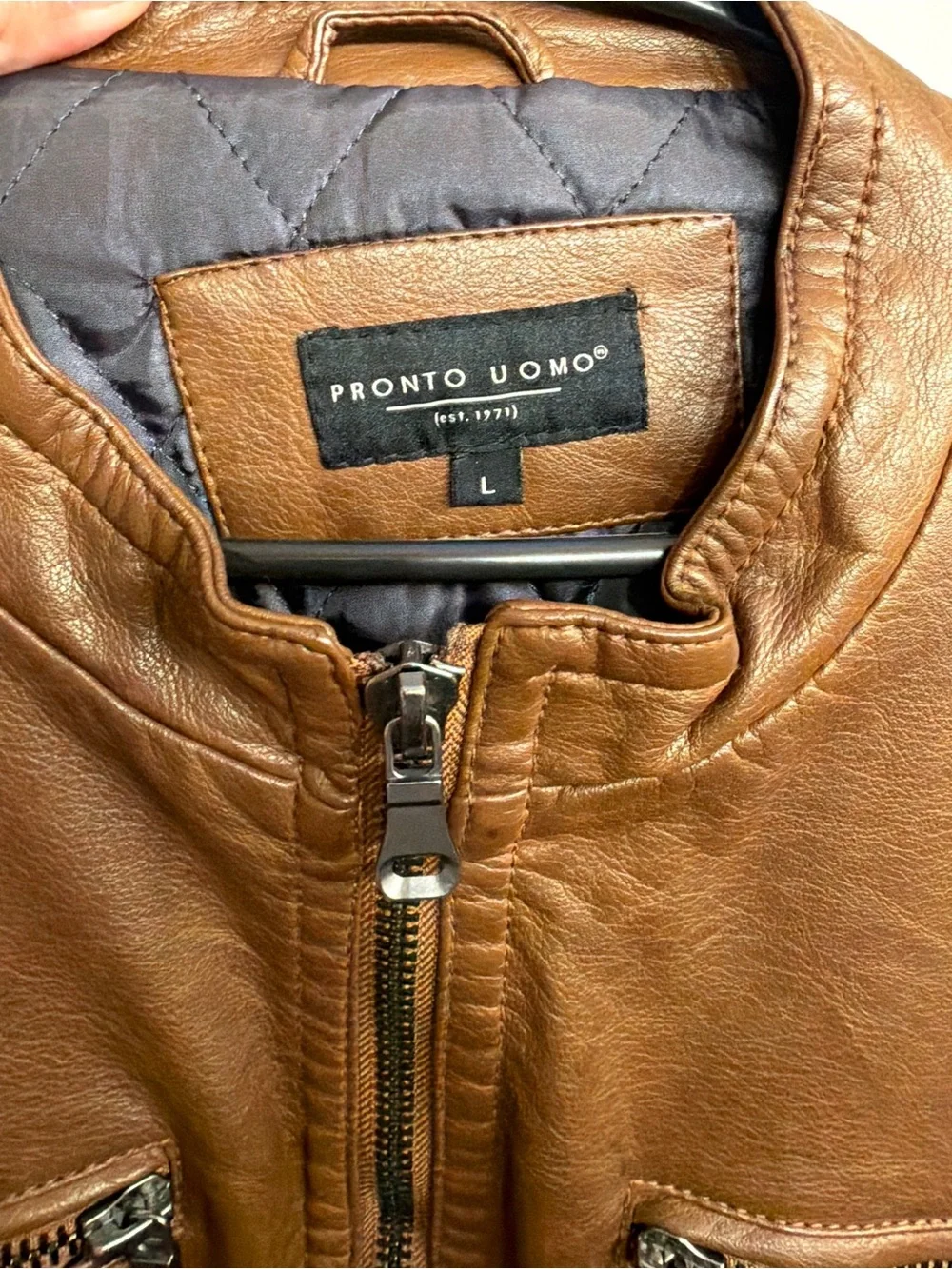 Pronto Uomo Brown Leather Bomber Jacket